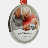 初めてのクリスマスを祖父母としてフォトキープサケ メタルオーナメント (右)