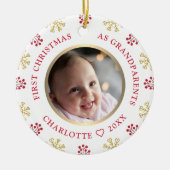 初めてのクリスマスを祖父母としてフォトフェスティバル セラミックオーナメント (正面)