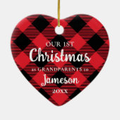 初めてのクリスマスを祖父母としてプレイドハート セラミックオーナメント (裏面)