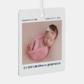 初めてのクリスマスを祖父母としてベビー写真カスタム メタルオーナメント (正面右)