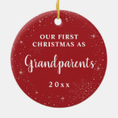 初めてのクリスマスを祖父母としてベビー写真 セラミックオーナメント (裏面)