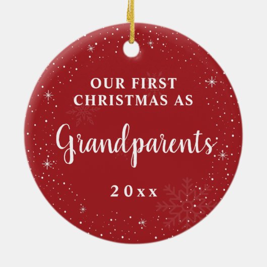 初めてのクリスマスを祖父母としてベビー写真 セラミックオーナメント (裏面)