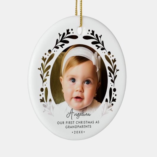 初めてのクリスマスを祖父母としてベビー2写真 セラミックオーナメント (右)