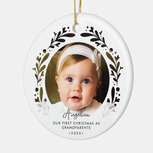 初めてのクリスマスを祖父母としてベビー2写真 セラミックオーナメント (左)