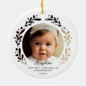 初めてのクリスマスを祖父母としてベビー2写真 セラミックオーナメント (裏面)