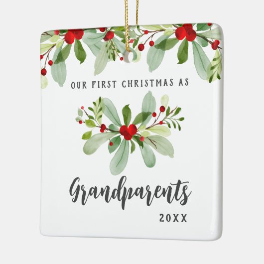 初めてのクリスマスを祖父母としてミスタントア写真 セラミックオーナメント (左)