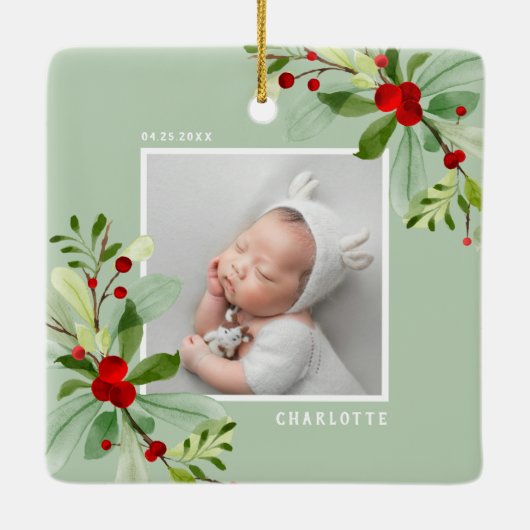 初めてのクリスマスを祖父母としてミスタントア写真 セラミックオーナメント (裏面)