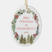 初めてのクリスマスを祖父母としてリース写真 セラミックオーナメント (右)