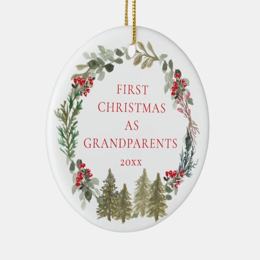 初めてのクリスマスを祖父母としてリース写真 セラミックオーナメント (右)