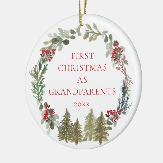 初めてのクリスマスを祖父母としてリース写真 セラミックオーナメント (左)