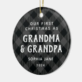 初めてのクリスマスを祖父母として写真を素朴掲載 セラミックオーナメント (左)