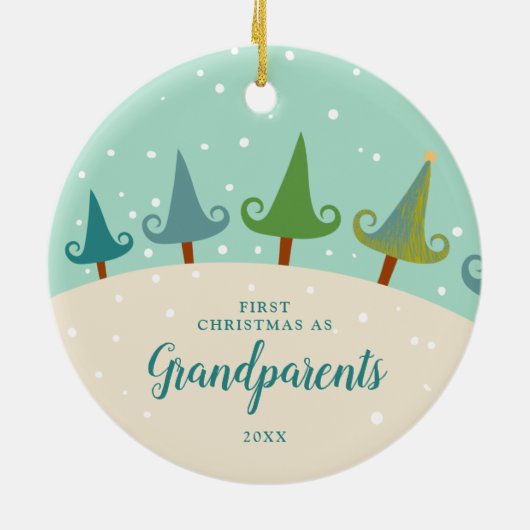 初めてのクリスマスを祖父母として冬の松 セラミックオーナメント (裏面)