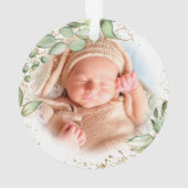 初めてのクリスマスを祖父母として緑の金ゴールド写真 オーナメント (裏面)