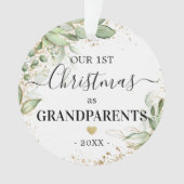 初めてのクリスマスを祖父母として緑の金ゴールド写真 オーナメント (正面)