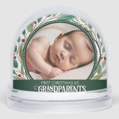 初めてのクリスマスを祖父母として贈る雪の球体 (正面)