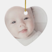 初めてのクリスマスを祖父母として赤いハート写真 セラミックオーナメント (裏面)