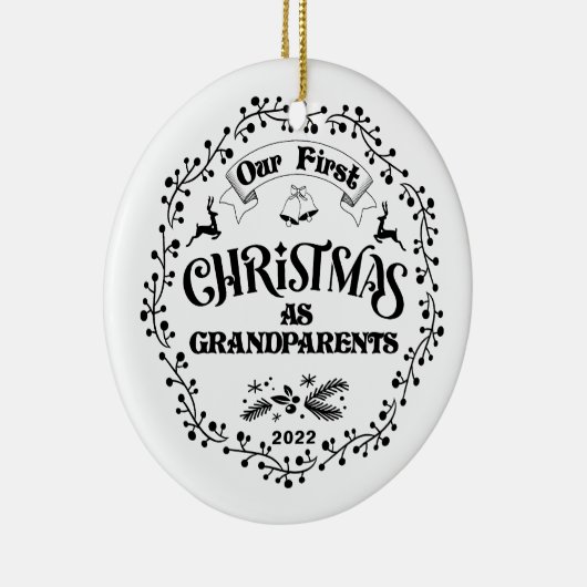 初めてのクリスマスを祖父母として陶磁器オーナメント セラミックオーナメント (右)