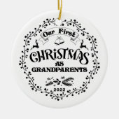 初めてのクリスマスを祖父母として陶磁器オーナメント セラミックオーナメント (正面)
