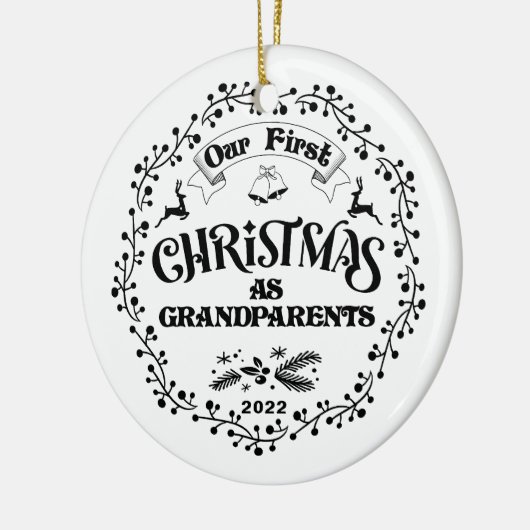 初めてのクリスマスを祖父母として陶磁器オーナメント セラミックオーナメント (左)