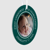 初めてのクリスマスを祖父母として2フォトグリーン オーナメント (正面)