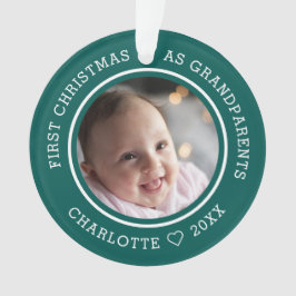 初めてのクリスマスを祖父母として2フォトグリーン オーナメント