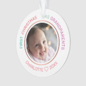 初めてのクリスマスを祖父母として2枚の写真モダン オーナメント (正面)