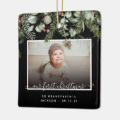 初めてのクリスマスを祖父母として2 Photo Greenery セラミックオーナメント (左)