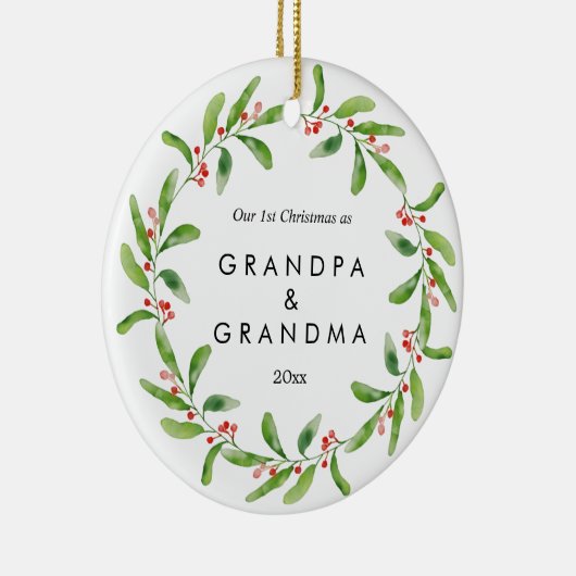 初めてのクリスマスを祖父母として |ベビー写真 セラミックオーナメント (右)
