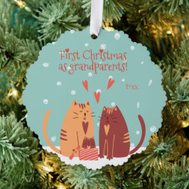 初めてのクリスマスを祖父母として!可愛い猫 オーナメントカード