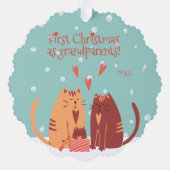 初めてのクリスマスを祖父母として!可愛い猫 オーナメントカード (裏面)
