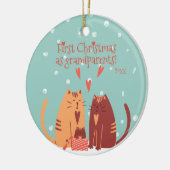 初めてのクリスマスを祖父母として！可愛い猫 セラミックオーナメント (左)