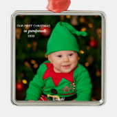 初めてのクリスマスを祖父母として – 金属オーナメント メタルオーナメント (正面)