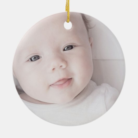 初めてのクリスマスを祖父母としてPlaid写真 セラミックオーナメント (裏面)