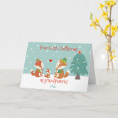 初めてのクリスマスを祖父母のかわいい小キツネ カード (黄色い花)