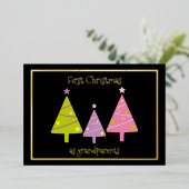 初めてのクリスマスを祖父母のかわいい木カスタムへ 箔シーズンカード (立ち正面)