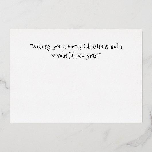 初めてのクリスマスを祖父母のかわいい木カスタムへ 箔シーズンカード (裏面)