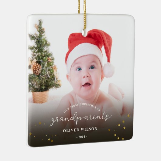 初めてのクリスマスを祖父母のクリスマス家族として セラミックオーナメント (右)