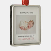 初めてのクリスマスを祖父母のベビーガール写真として メタルオーナメント (右)