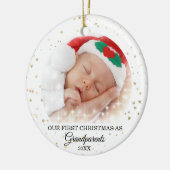 初めてのクリスマスを祖父母の写真として セラミックオーナメント (左)