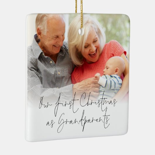 初めてのクリスマスを祖父母の写真名日付 セラミックオーナメント (右)