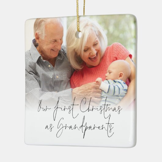 初めてのクリスマスを祖父母の写真名日付 セラミックオーナメント (左)