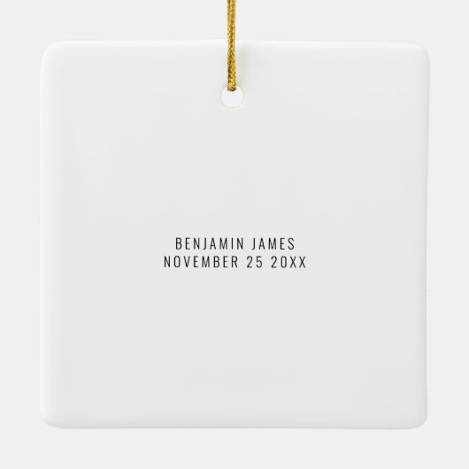 初めてのクリスマスを祖父母の写真名日付 セラミックオーナメント (裏面)