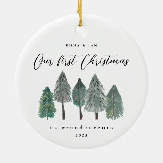 初めてのクリスマスを祖父母の木と素朴して セラミックオーナメント (裏面)