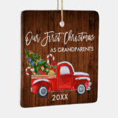 初めてのクリスマスを祖父母の木トラックの木として セラミックオーナメント (右)