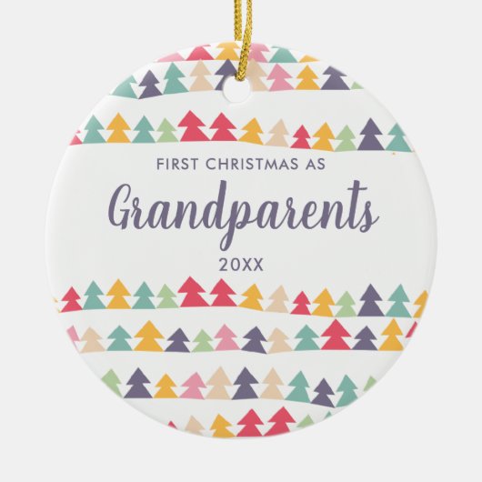 初めてのクリスマスを祖父母の木パーソナライズされたに セラミックオーナメント (正面)