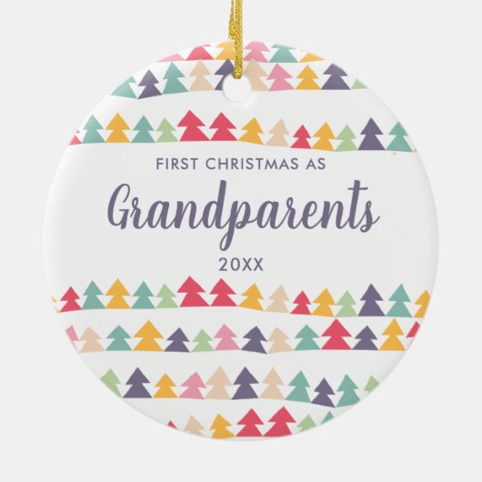 初めてのクリスマスを祖父母の木パーソナライズされたに セラミックオーナメント (裏面)
