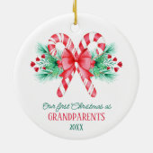 初めてのクリスマスを祖父母キャンディーケーンズに セラミックオーナメント (裏面)