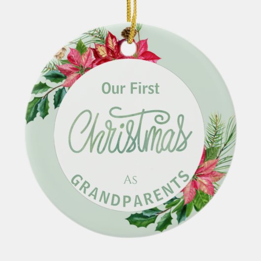 初めてのクリスマスを祖父母セラミックオーナメント セラミックオーナメント (正面)