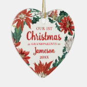 初めてのクリスマスを祖父母フローラリース セラミックオーナメント (右)