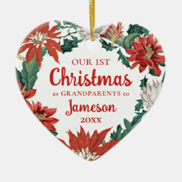 初めてのクリスマスを祖父母フローラリース セラミックオーナメント